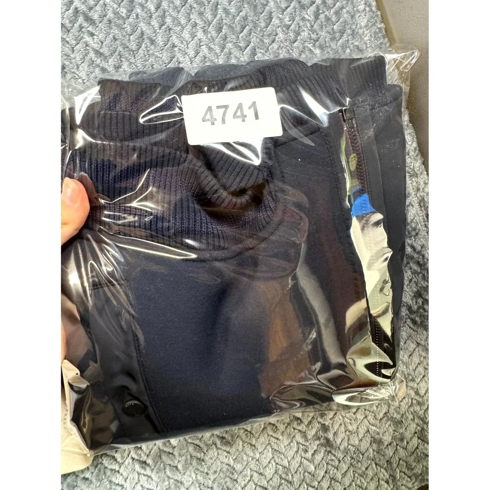 Ted Baker London Bomber Jacket Mens 6 Navy Full Zip Contrast Panel Mock Neck